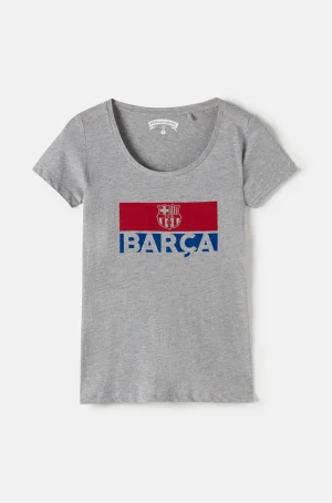 Sale Camiseta escudo y logo - Gris jaspeado Mujer Camisetas Y Polos