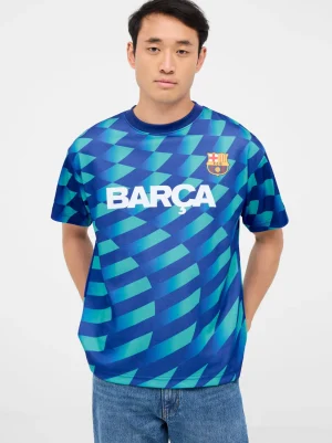 Shop Camiseta estampada turquesa escudo Barça Hombre Camisetas Y Polos