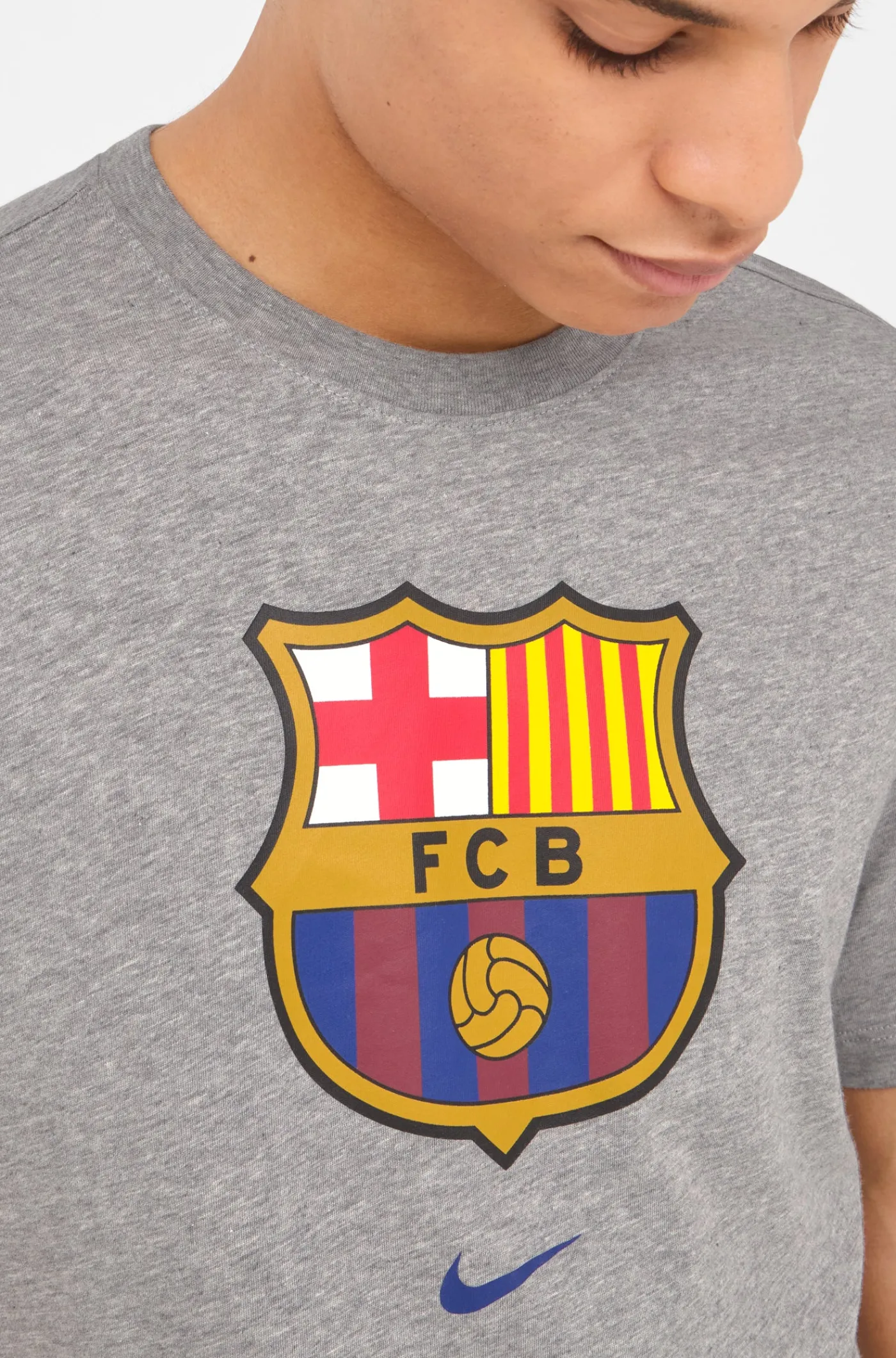 Cheap Camiseta gris escudo Barça Nike Hombre Camisetas Y Polos