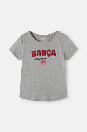 Fashion Camiseta "Més que un club" - Gris jaspeado Mujer Camisetas Y Polos