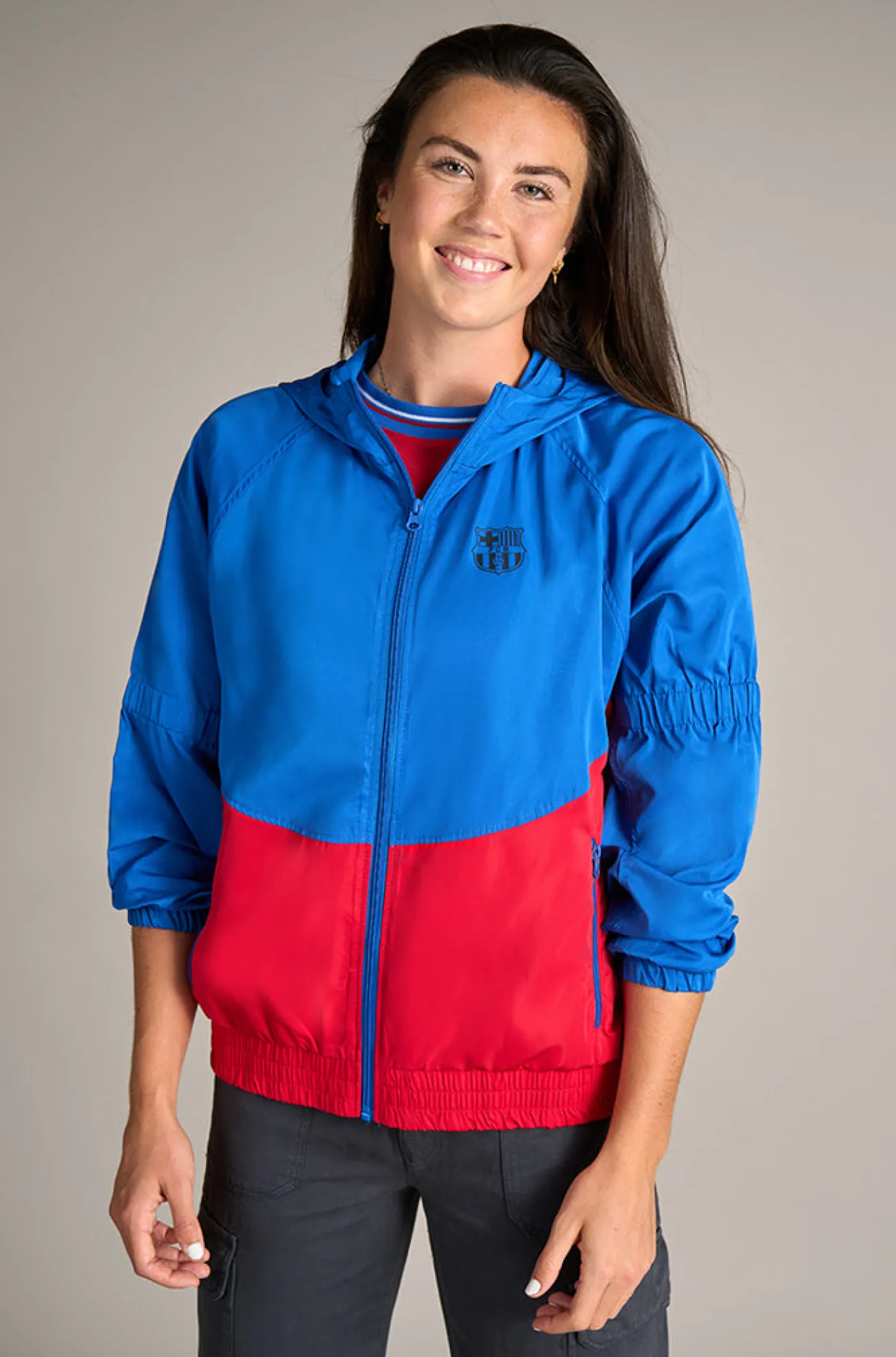Flash Sale Chaqueta cortavientos bicolor Barça – Mujer Mujer Abrigos Y Chaquetas