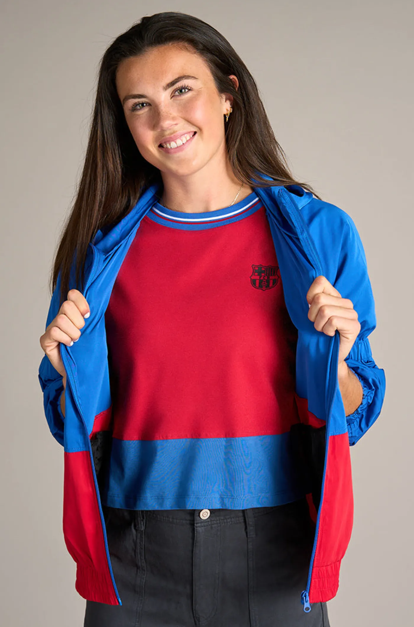 Flash Sale Chaqueta cortavientos bicolor Barça – Mujer Mujer Abrigos Y Chaquetas