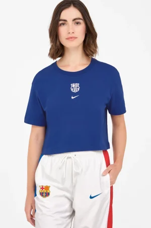 Outlet Crop top azul escudo Barça Nike - Mujer Mujer Camisetas Y Polos
