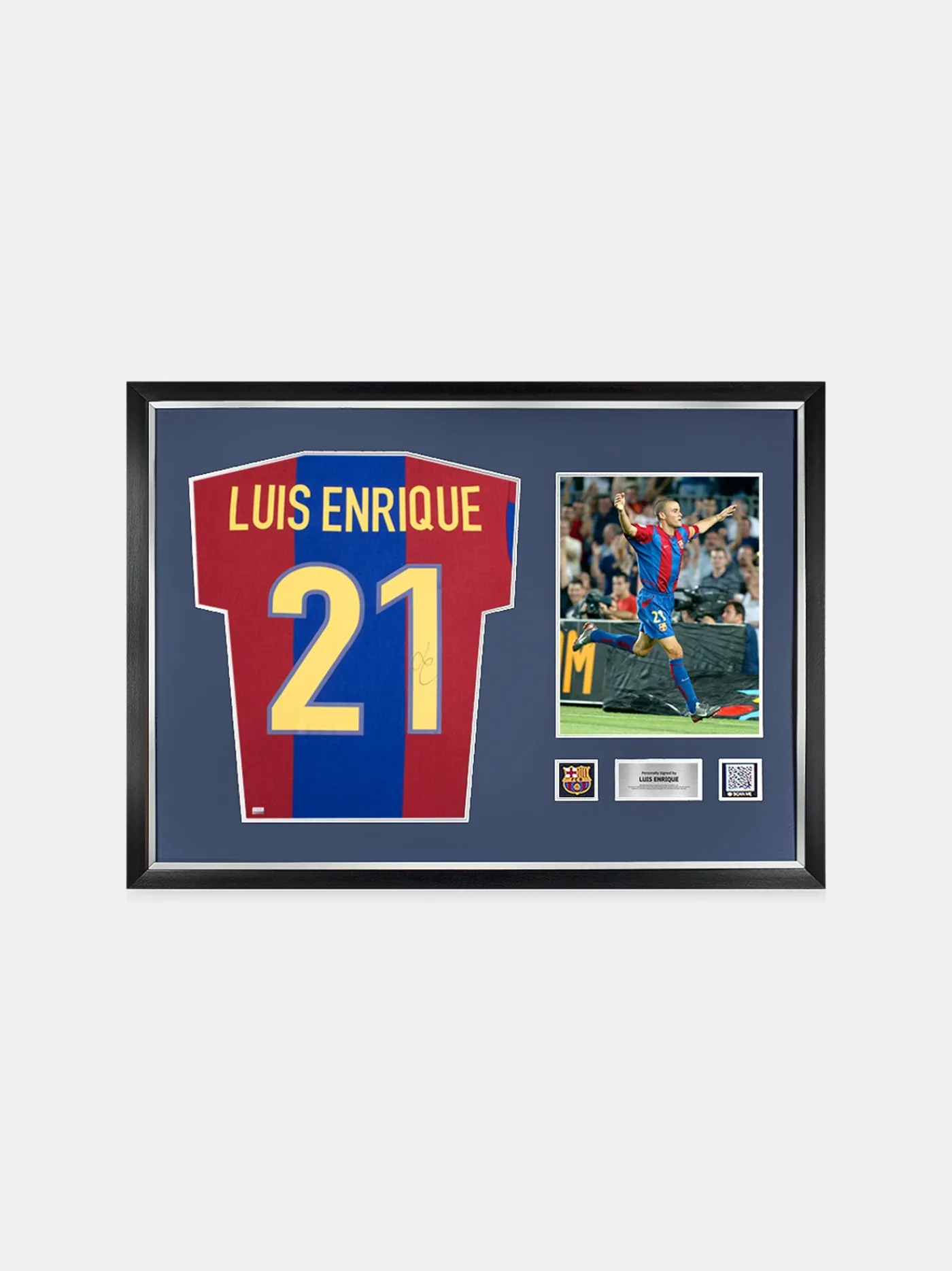 Best Sale LUIS ENRIQUE | Camiseta oficial del retro firmada y enmarcada con números estilo fan Memorabilia Firmado