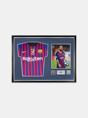 Shop Messi FCB Front Framed 18-19 Home Gold: 8x Ballon d'Or Colección Messi
