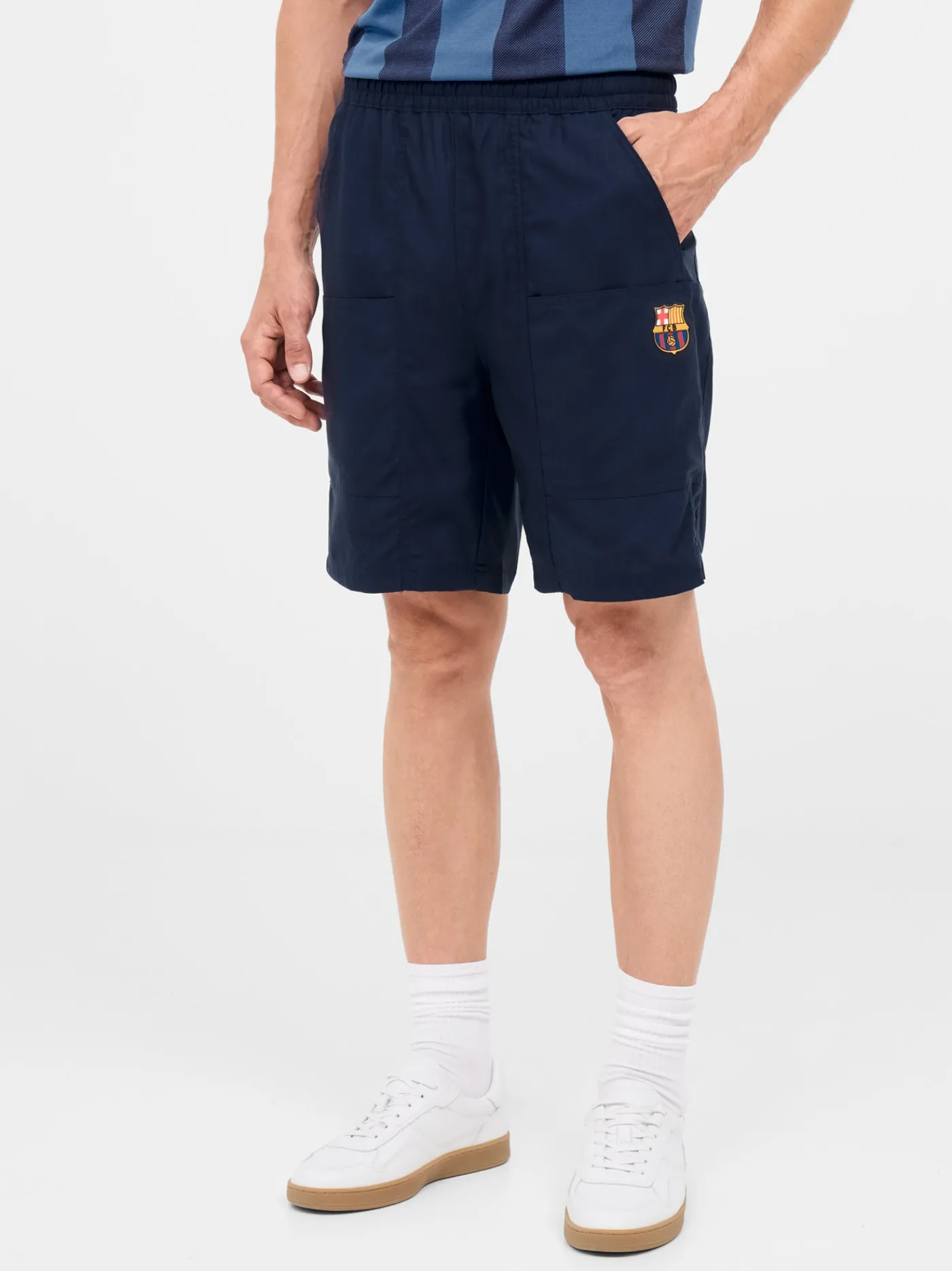 Sale Pantón corto azul marino Barça Hombre Pantalones Y Shorts