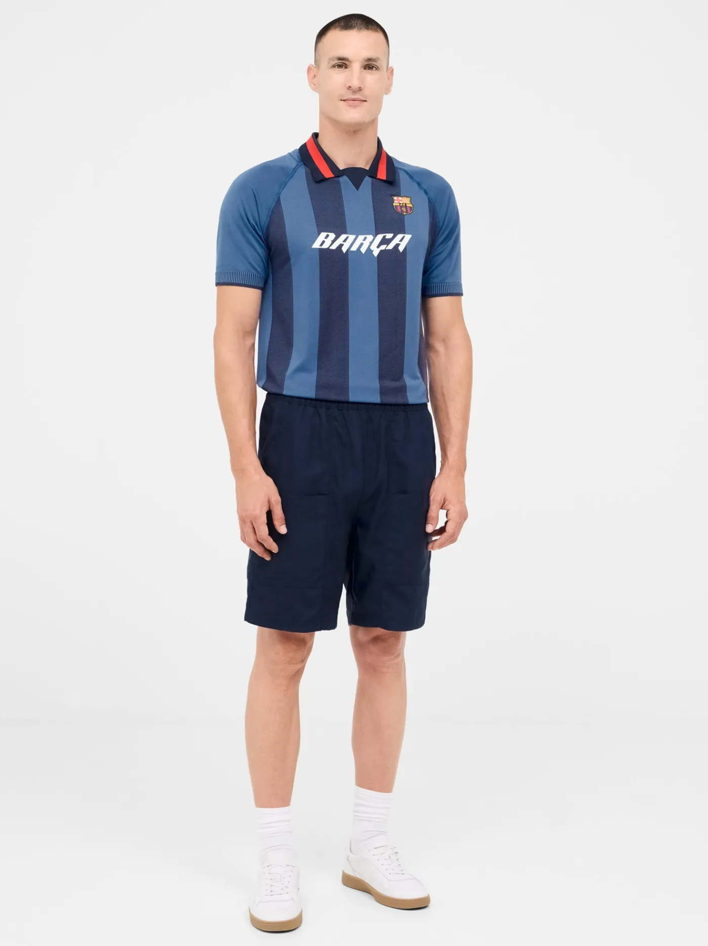 Sale Pantón corto azul marino Barça Hombre Pantalones Y Shorts