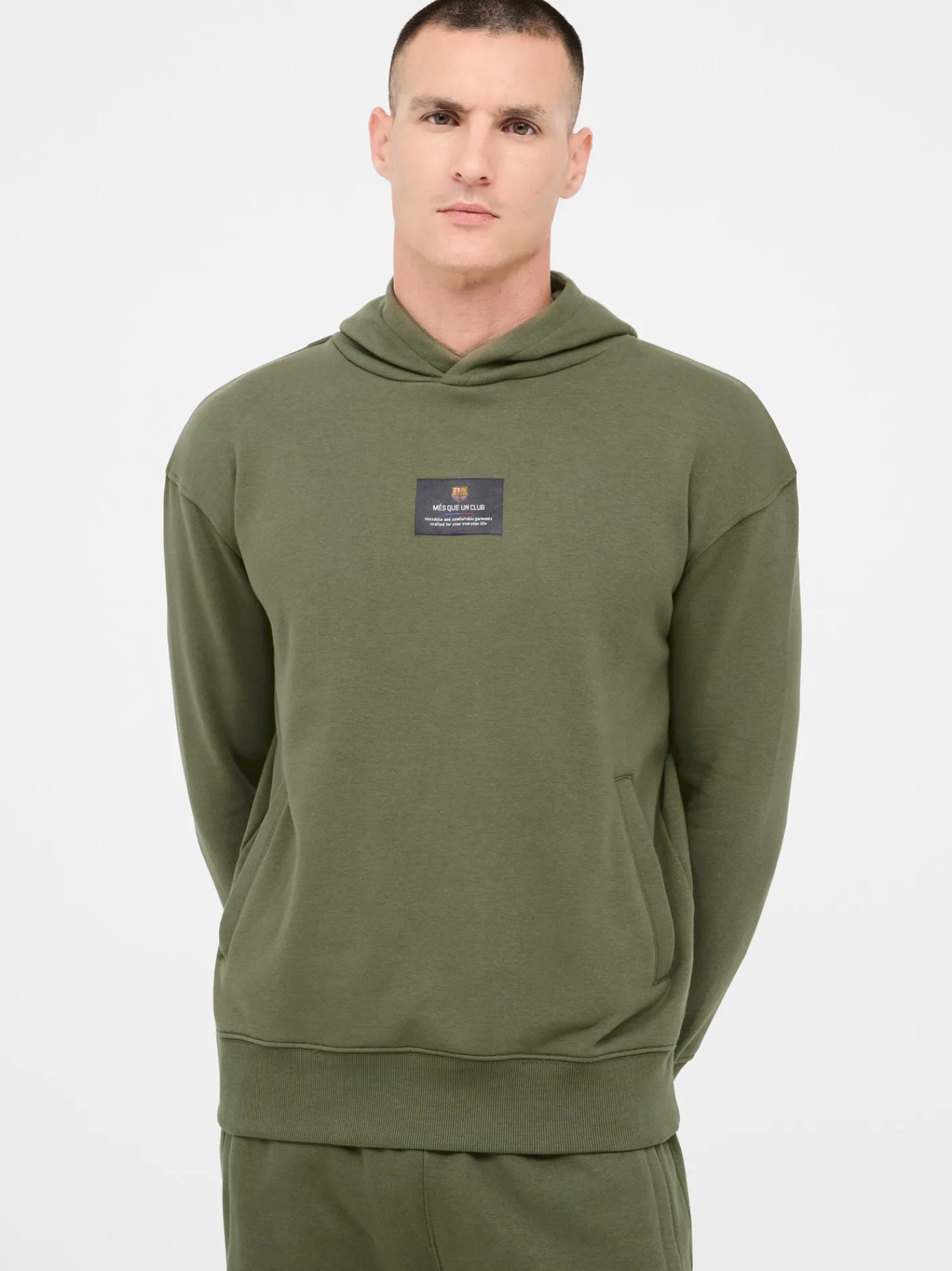 Best Sale Sudadera con capucha caqui Barça Hombre Sudaderas | Chándals