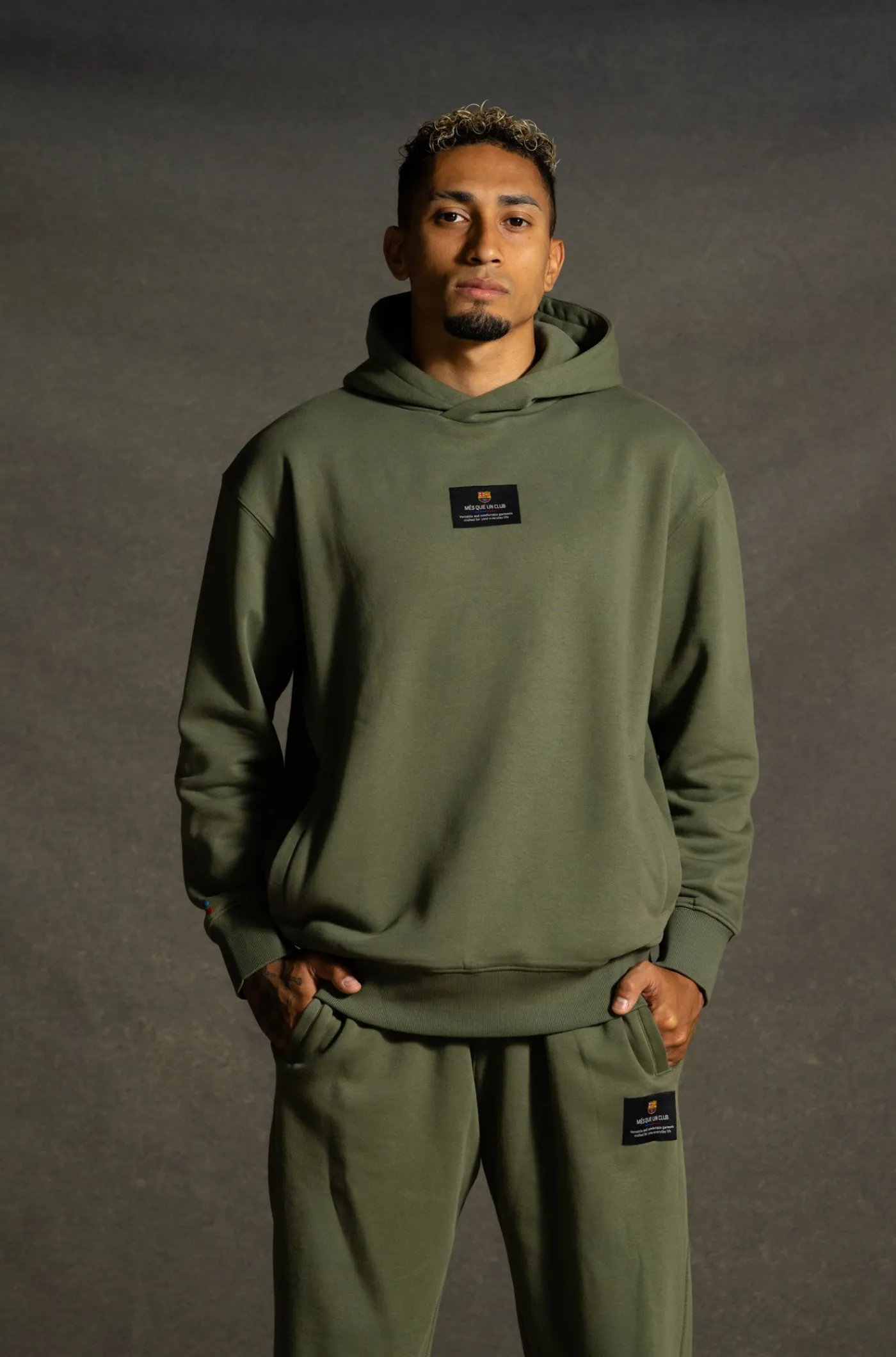 Best Sale Sudadera con capucha caqui Barça Hombre Sudaderas | Chándals