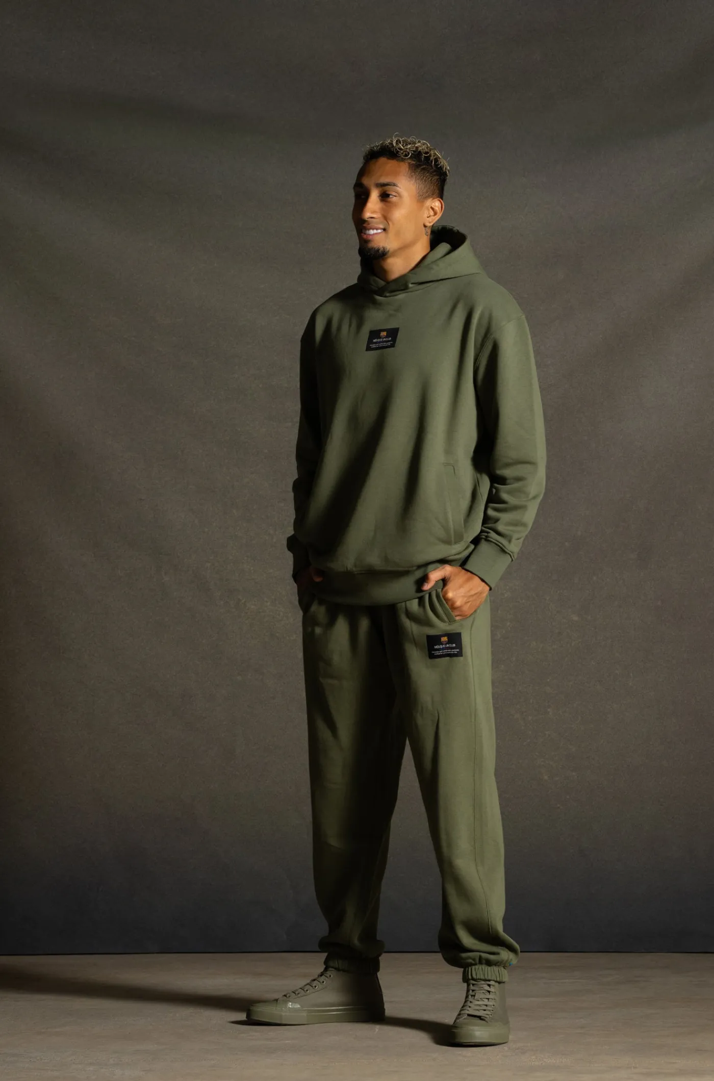 Best Sale Sudadera con capucha caqui Barça Hombre Sudaderas | Chándals