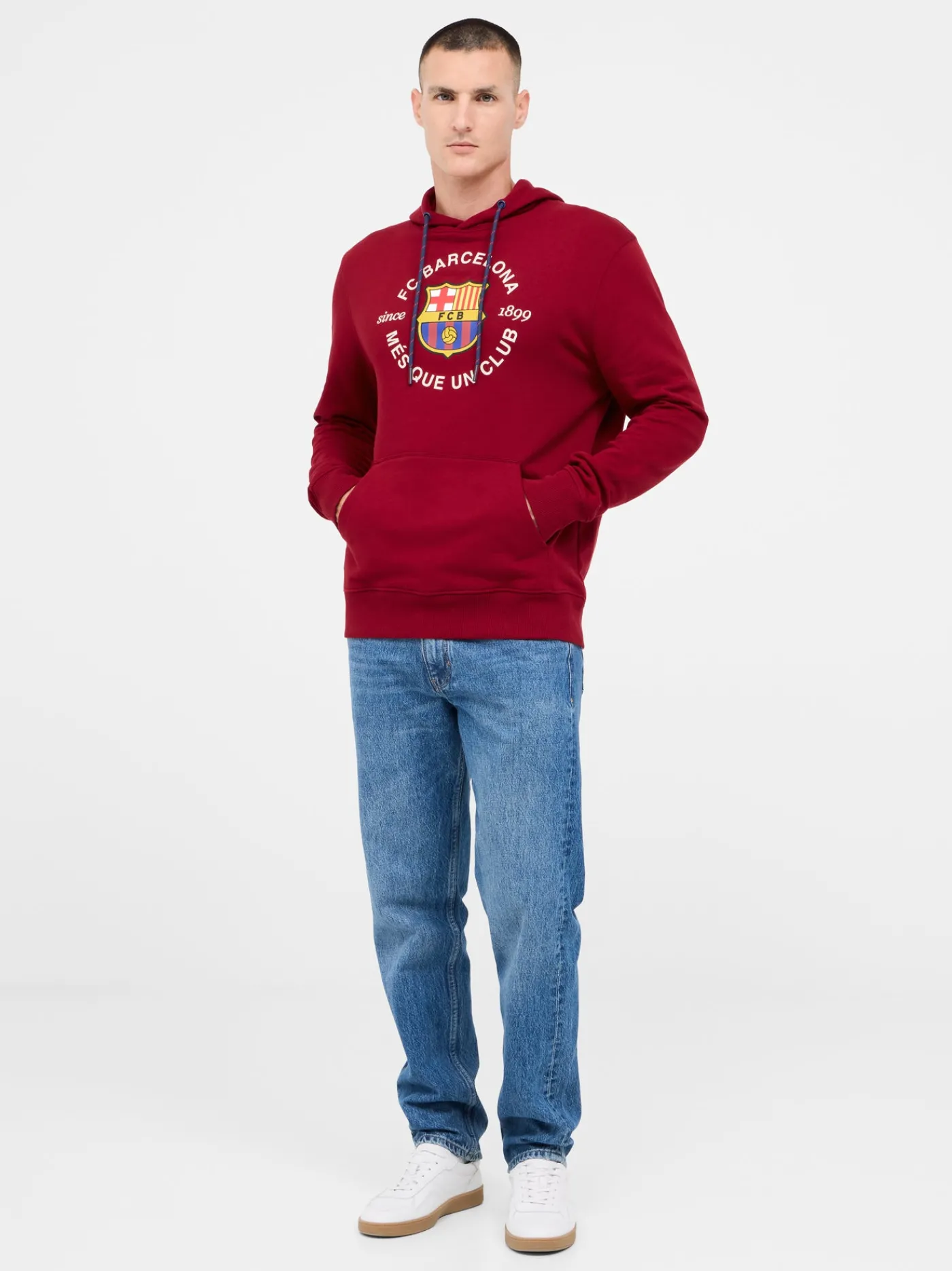 Cheap Sudadera roja escudo Barça Hombre Sudaderas
